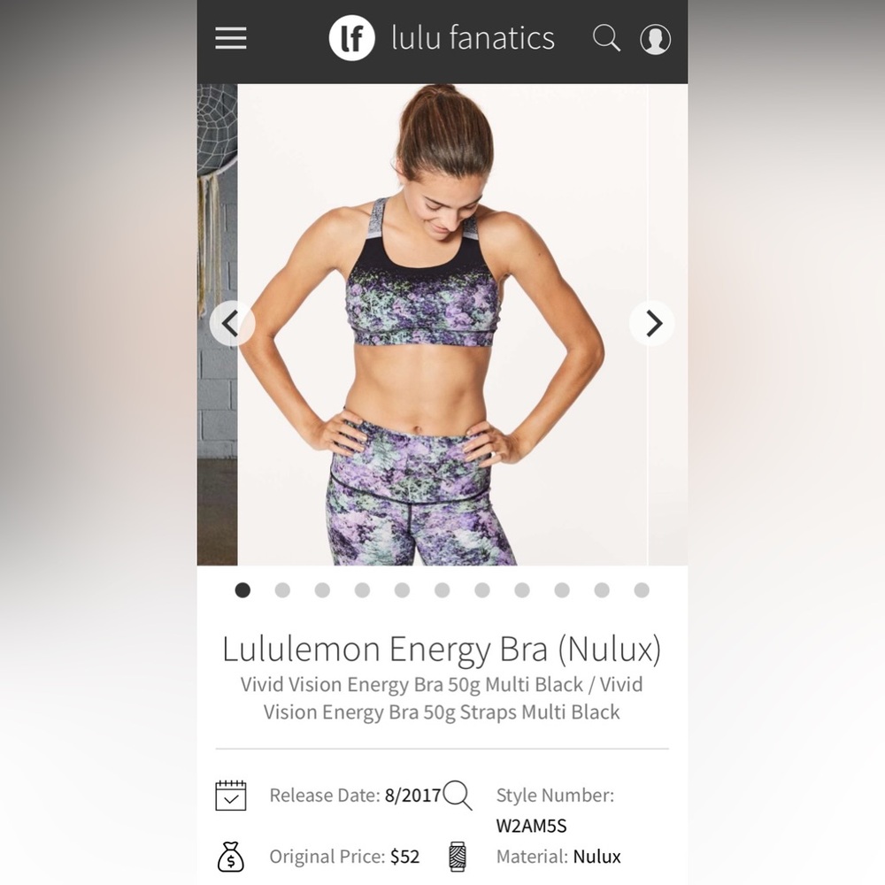 lululemon athletica Vivid Vision Energy Bra - Purple and Black